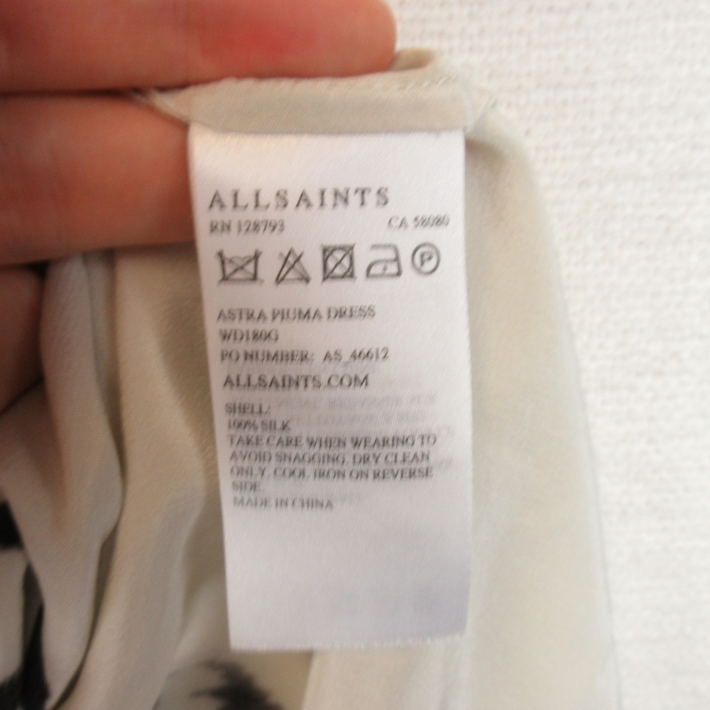 All Saints Astra Piuma Asymmetrical Dress - Cream and Black - Picture 5 of 14